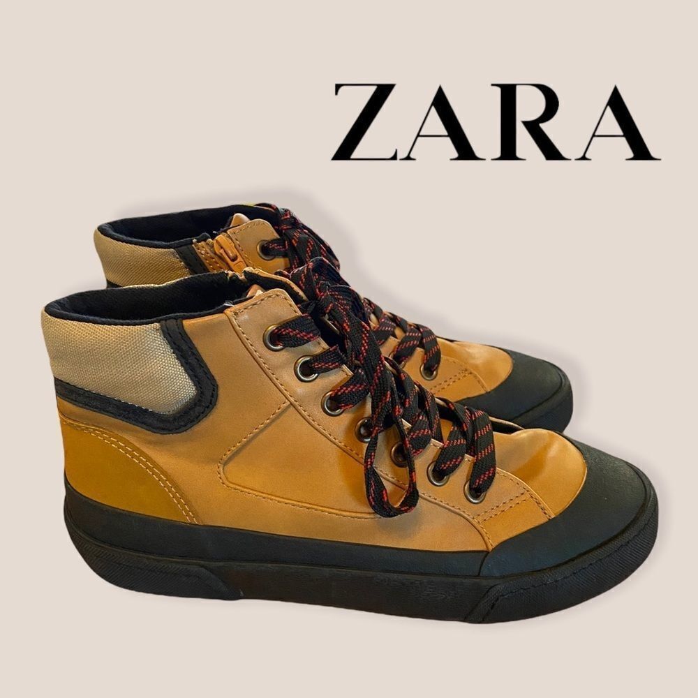 Zara Tan Mid Women's Tie Sneakers 36 37 6 6.5